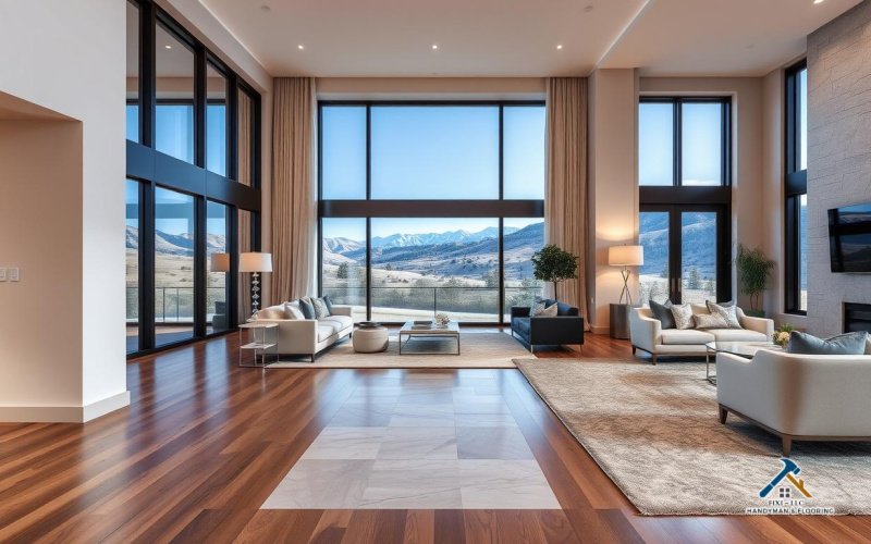 Luxury Home Utah County Flooring Installation A high-end home in Provo, Utah, featuring premium flooring installed by FIXI LLC, a woman-owned remodeling company delivering quality craftsmanship...