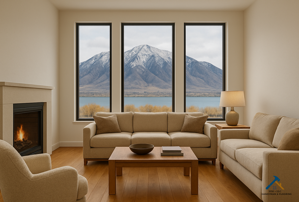 FIXI LLC Vineyard Utah Services Image showing a professionally remodeled home in Vineyard Utah. FIXI LLC, woman owned home and business remodeling company based in Provo Utah offers flooring, drywall, interior painting, custom woodwork and other remodeling services that will bring your vision to life...