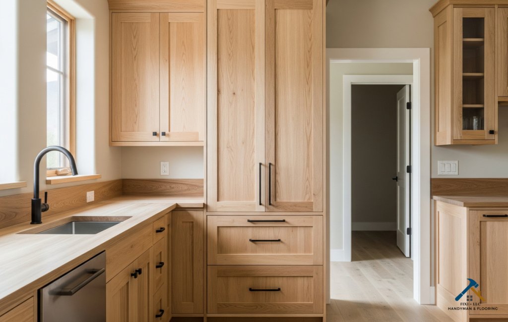 Custom Cabinetry by FIXI LLC Mapleton Utah Services Custom wood cabinetry and expert carpentry by FIXI LLC, a women-owned business in Mapleton Utah, offering remodeling and personalized home services.