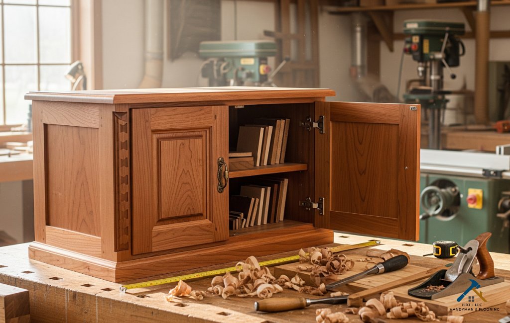 Custom wooden cabinet handcrafted by FIXI LLC carpentry and woodworking experts in Alpine Utah